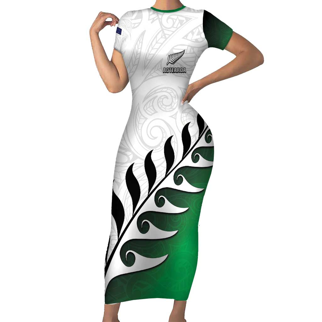 Custom New Zealand Football Family Matching Short Sleeve Bodycon Dress and Hawaiian Shirt Go Aotearoa