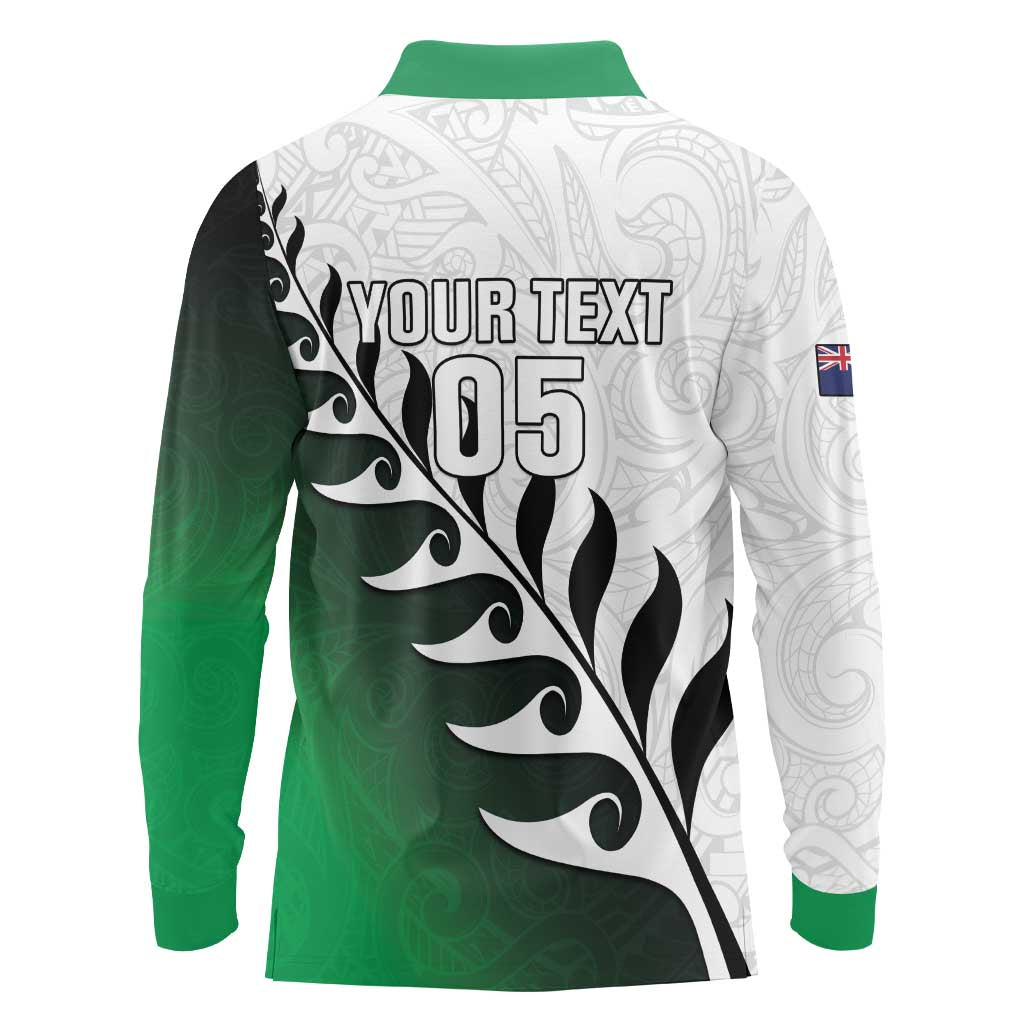 Custom New Zealand Football Long Sleeve Polo Shirt Go Aotearoa