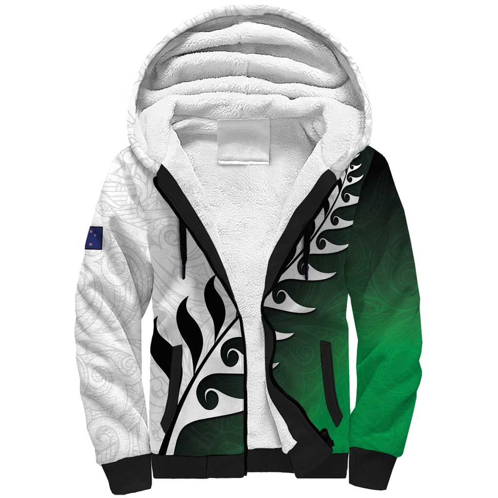 Custom New Zealand Football Sherpa Hoodie Go Aotearoa LT05 Unisex Green - Polynesian Pride