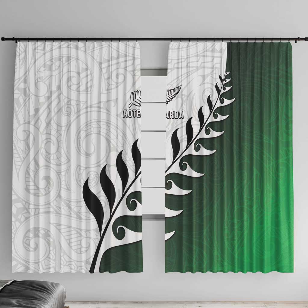 New Zealand Football Window Curtain Go Aotearoa LT05 With Hooks Green - Polynesian Pride