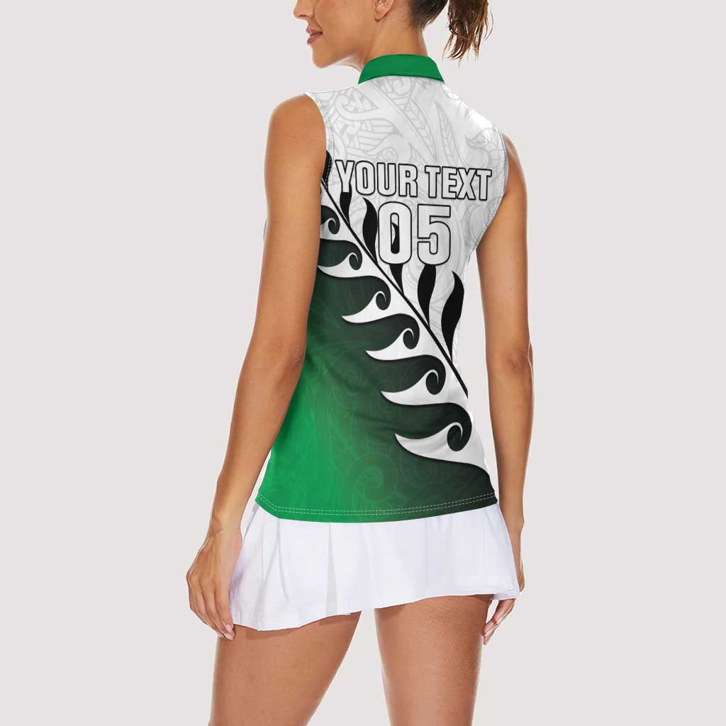 Custom New Zealand Football Women Sleeveless Polo Shirt Go Aotearoa