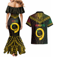 Happy Vanuatu Father Lini Day Couples Matching Mermaid Dress and Hawaiian Shirt LT05 - Polynesian Pride