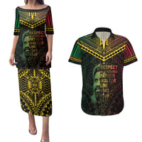 Happy Vanuatu Father Lini Day Couples Matching Puletasi and Hawaiian Shirt LT05 Black - Polynesian Pride