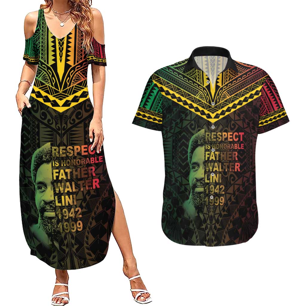 Happy Vanuatu Father Lini Day Couples Matching Summer Maxi Dress and Hawaiian Shirt LT05 Black - Polynesian Pride