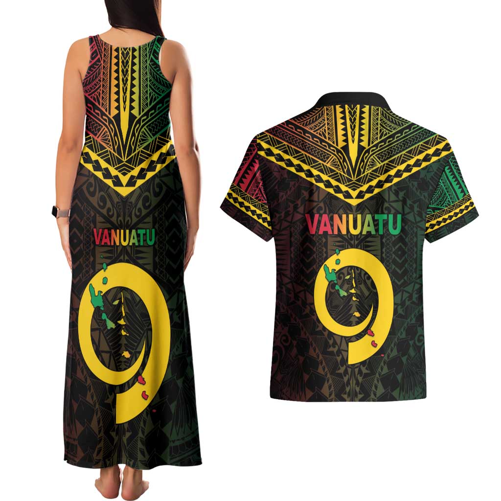 Happy Vanuatu Father Lini Day Couples Matching Tank Maxi Dress and Hawaiian Shirt LT05 - Polynesian Pride