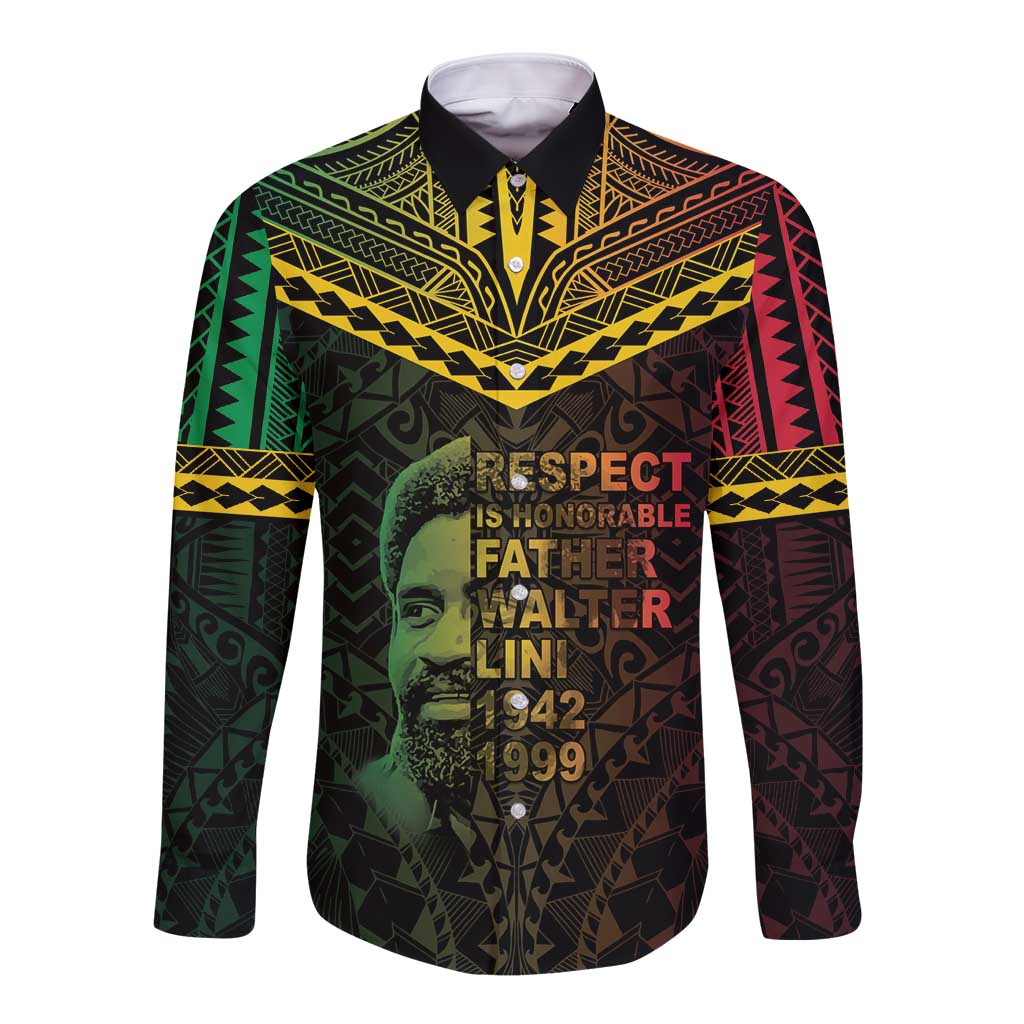 Happy Vanuatu Father Lini Day Long Sleeve Button Shirt LT05 Unisex Black - Polynesian Pride
