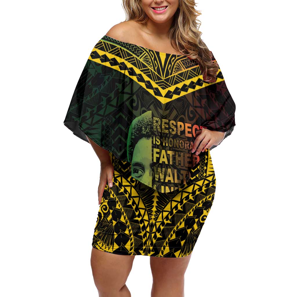 Happy Vanuatu Father Lini Day Off Shoulder Short Dress LT05 Women Black - Polynesian Pride