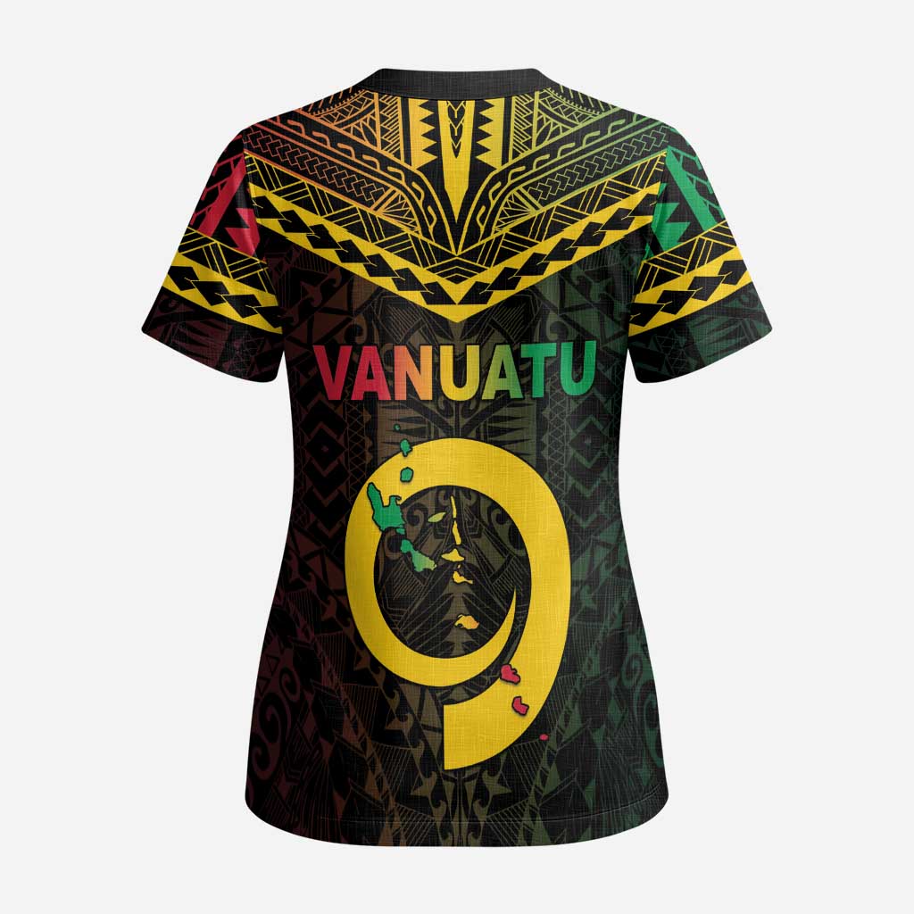 Happy Vanuatu Father Lini Day Scrub Top LT05 - Polynesian Pride
