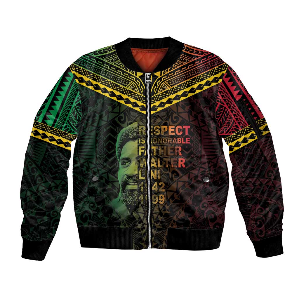 Happy Vanuatu Father Lini Day Sleeve Zip Bomber Jacket