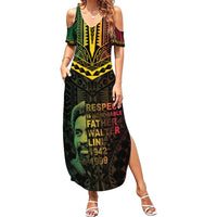 Happy Vanuatu Father Lini Day Summer Maxi Dress LT05 Women Black - Polynesian Pride