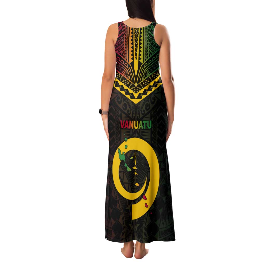 Happy Vanuatu Father Lini Day Tank Maxi Dress LT05 - Polynesian Pride