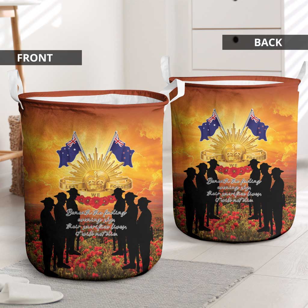 ANZAC Day Laundry Basket Remembrance Tribute Soldiers And Poppy Field LT05 - Polynesian Pride
