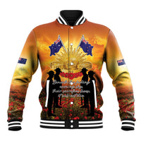 ANZAC Day Baseball Jacket Remembrance Tribute Soldiers And Poppy Field LT05 Unisex Orange - Polynesian Pride