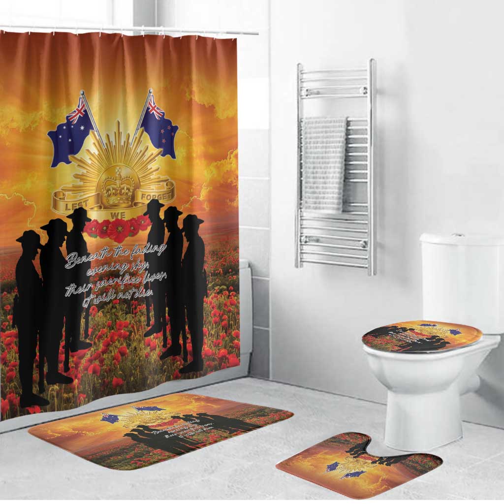 ANZAC Day Bathroom Set Remembrance Tribute Soldiers And Poppy Field LT05 Bathroom Set (4 pcs) Orange - Polynesian Pride