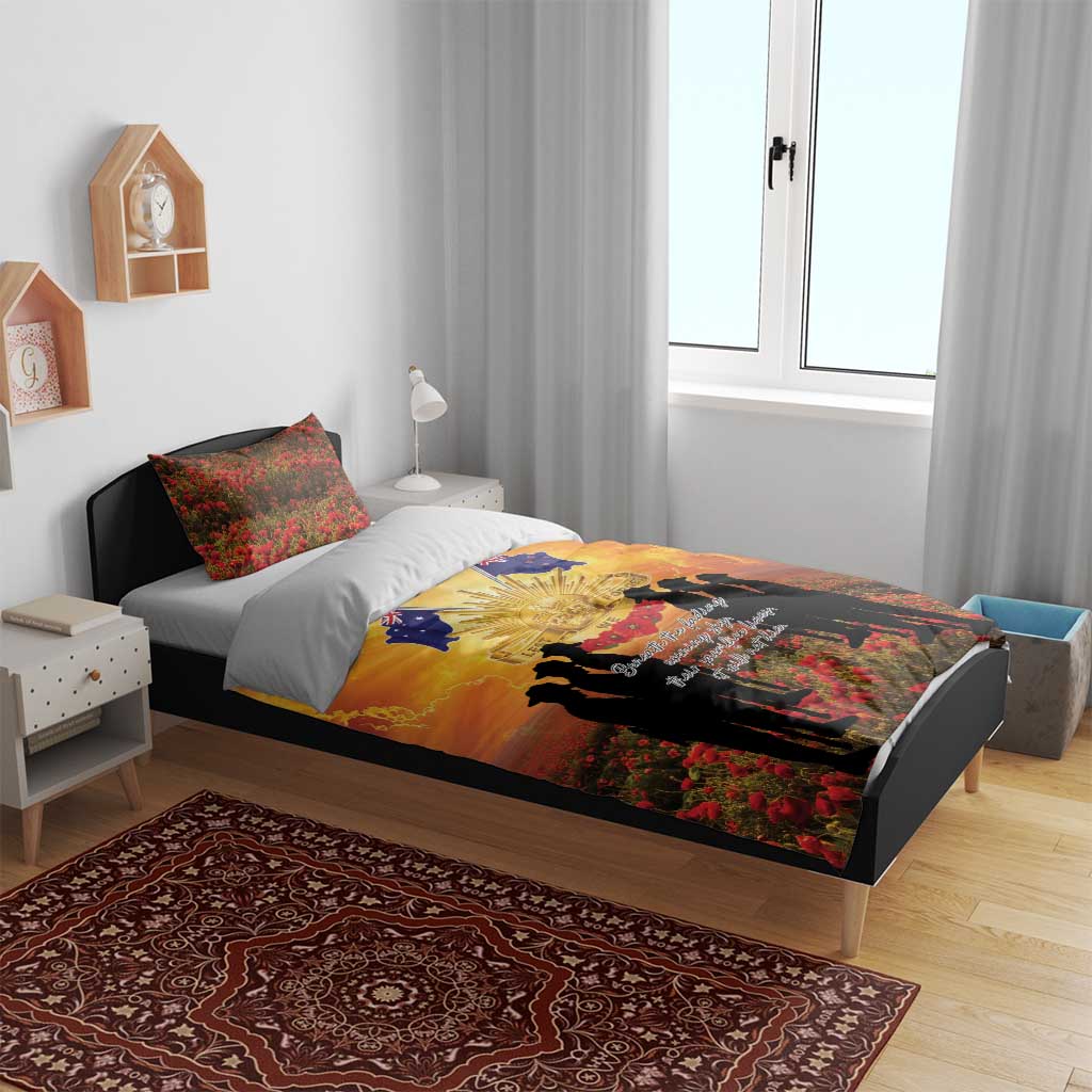 ANZAC Day Bedding Set Remembrance Tribute Soldiers And Poppy Field