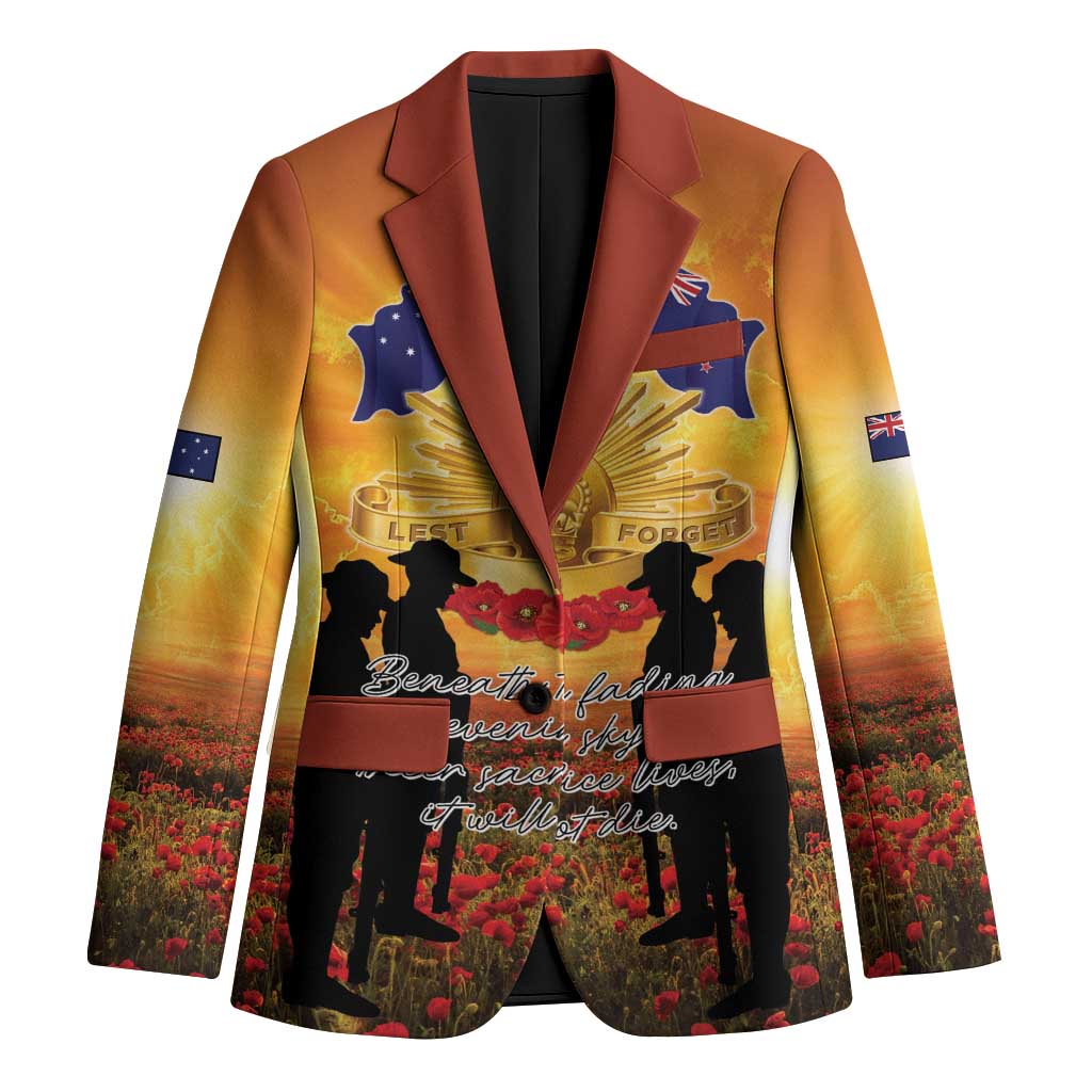 ANZAC Day Blazer Remembrance Tribute Soldiers And Poppy Field LT05 Unisex Orange - Polynesian Pride
