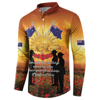 ANZAC Day Button Sweatshirt Remembrance Tribute Soldiers And Poppy Field LT05 - Polynesian Pride
