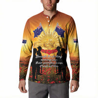 ANZAC Day Button Sweatshirt Remembrance Tribute Soldiers And Poppy Field LT05 - Polynesian Pride