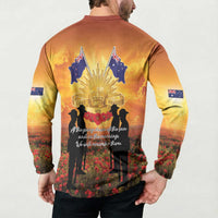 ANZAC Day Button Sweatshirt Remembrance Tribute Soldiers And Poppy Field LT05 - Polynesian Pride