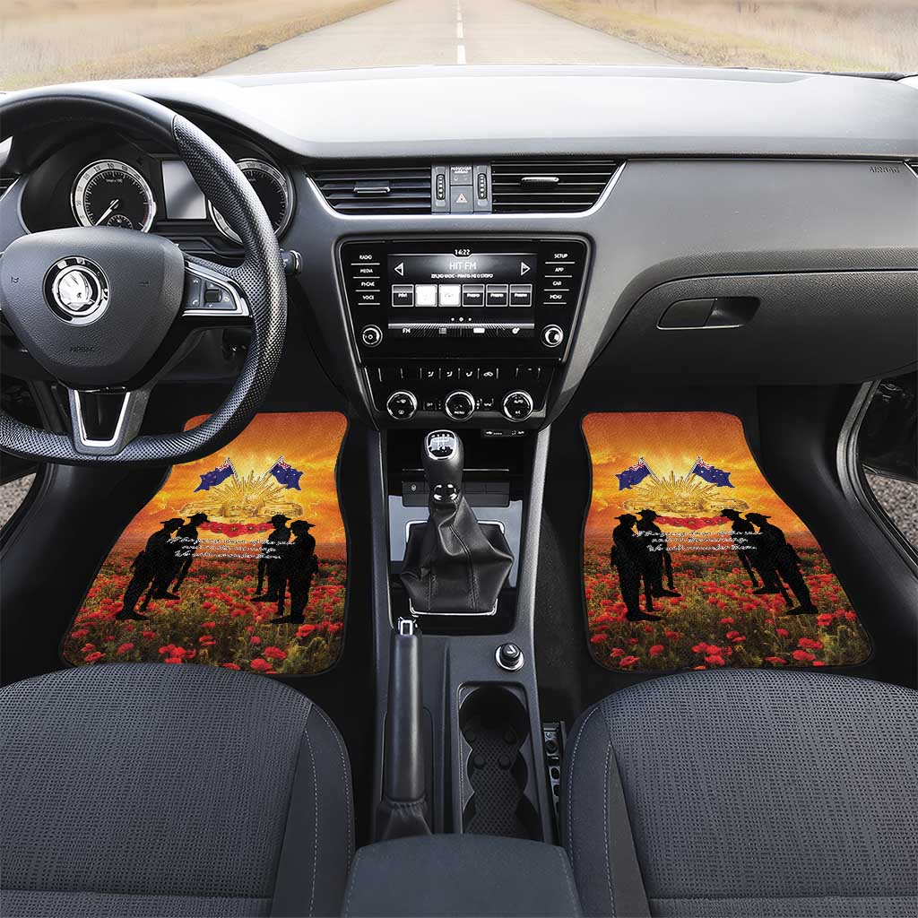 ANZAC Day Car Mats Remembrance Tribute Soldiers And Poppy Field LT05 Set 2pcs - Front Orange - Polynesian Pride