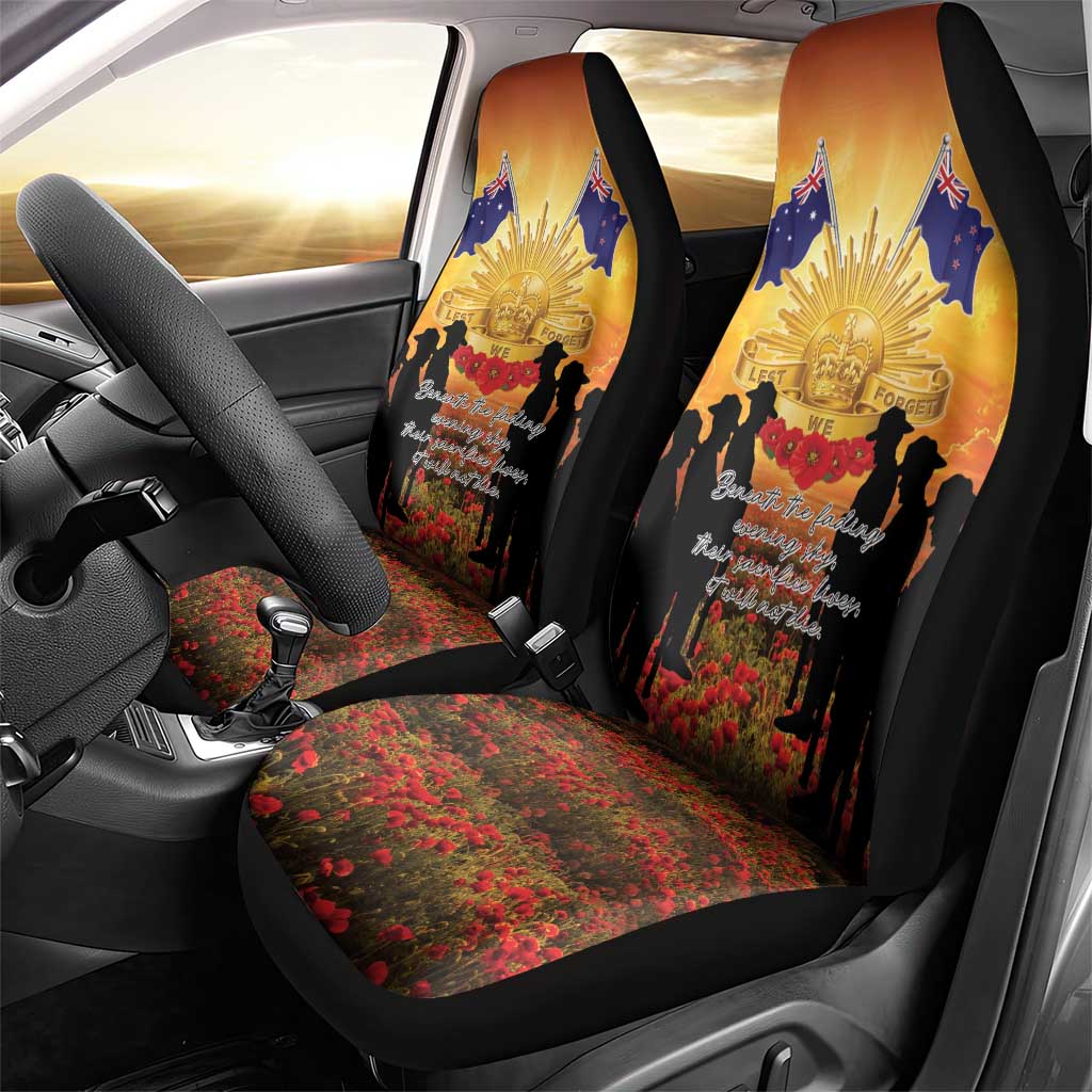 ANZAC Day Car Seat Cover Remembrance Tribute Soldiers And Poppy Field LT05 - Polynesian Pride