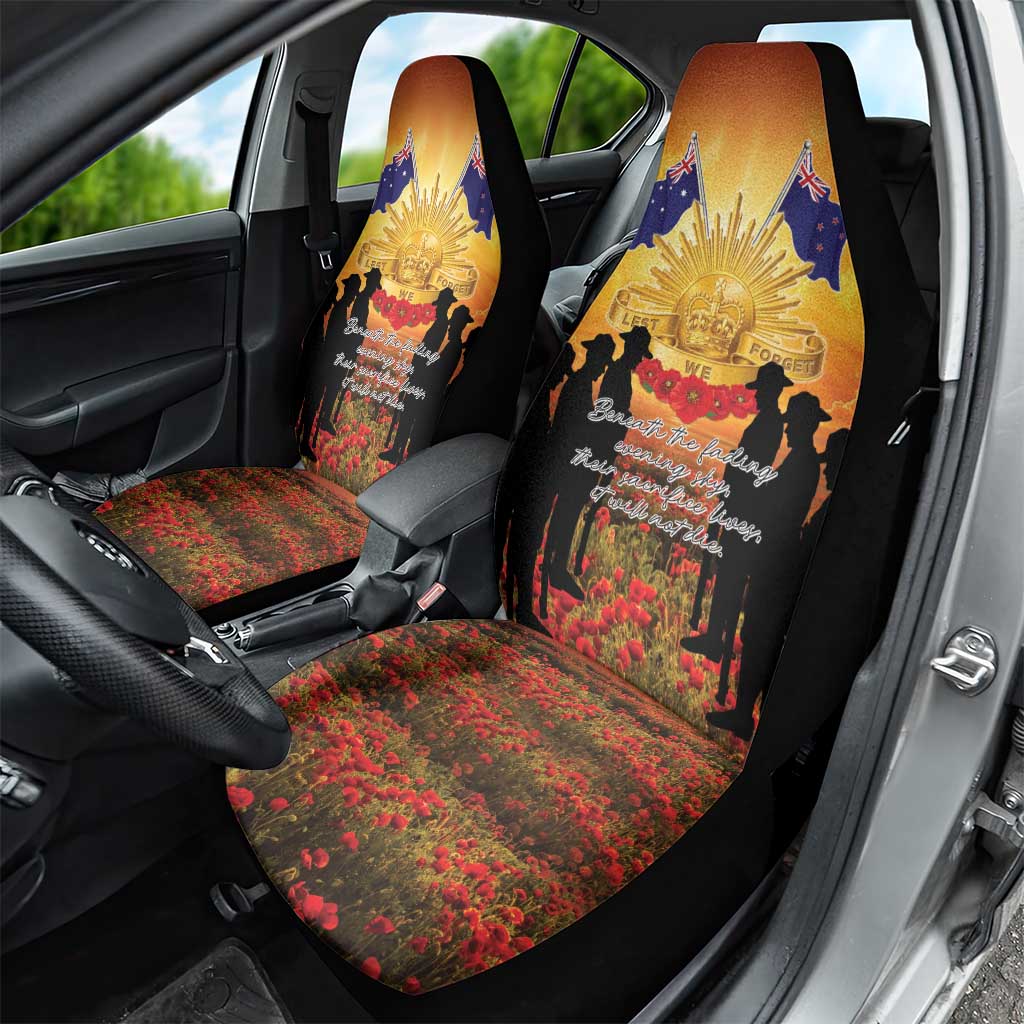 ANZAC Day Car Seat Cover Remembrance Tribute Soldiers And Poppy Field LT05 - Polynesian Pride