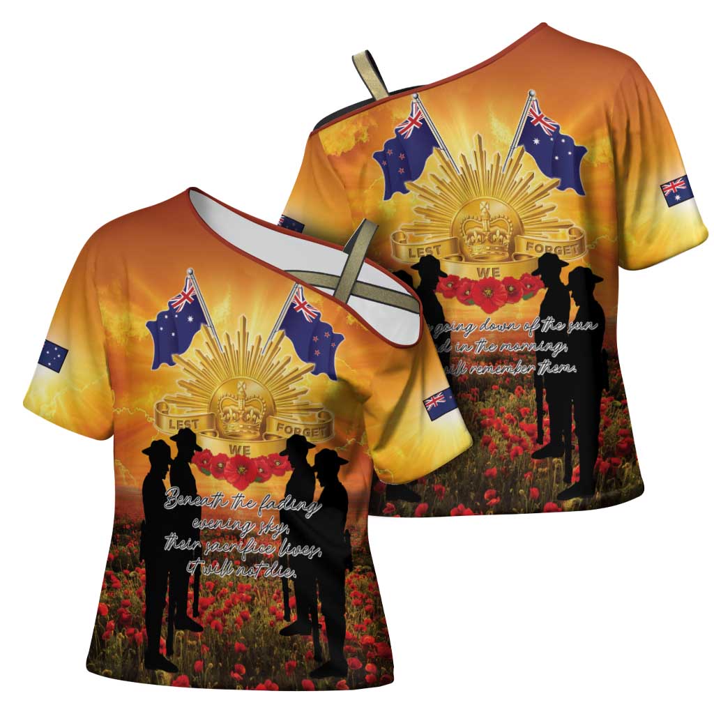 ANZAC Day Cross Shoulder Shirt Remembrance Tribute Soldiers And Poppy Field LT05 - Polynesian Pride