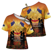 ANZAC Day Cross Shoulder Shirt Remembrance Tribute Soldiers And Poppy Field LT05 - Polynesian Pride