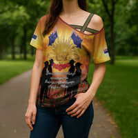 ANZAC Day Cross Shoulder Shirt Remembrance Tribute Soldiers And Poppy Field LT05 - Polynesian Pride