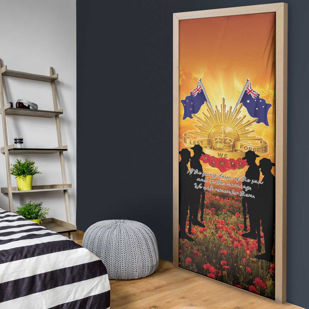 ANZAC Day Door Cover Remembrance Tribute Soldiers And Poppy Field LT05 - Polynesian Pride