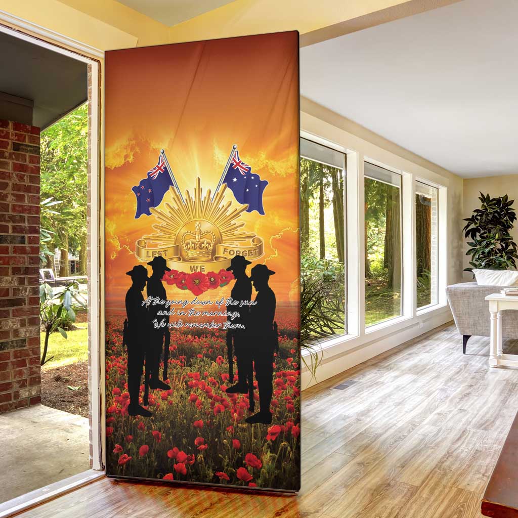 ANZAC Day Door Cover Remembrance Tribute Soldiers And Poppy Field LT05 - Polynesian Pride
