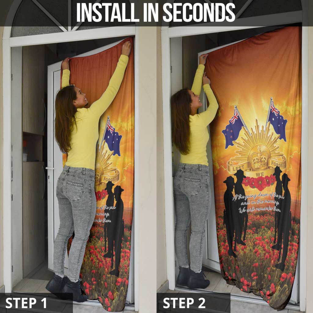 ANZAC Day Door Cover Remembrance Tribute Soldiers And Poppy Field LT05 - Polynesian Pride