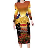 ANZAC Day Family Matching Long Sleeve Bodycon Dress and Hawaiian Shirt Remembrance Tribute Soldiers And Poppy Field