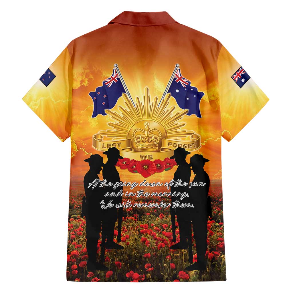 ANZAC Day Family Matching Off Shoulder Short Dress and Hawaiian Shirt Remembrance Tribute Soldiers And Poppy Field