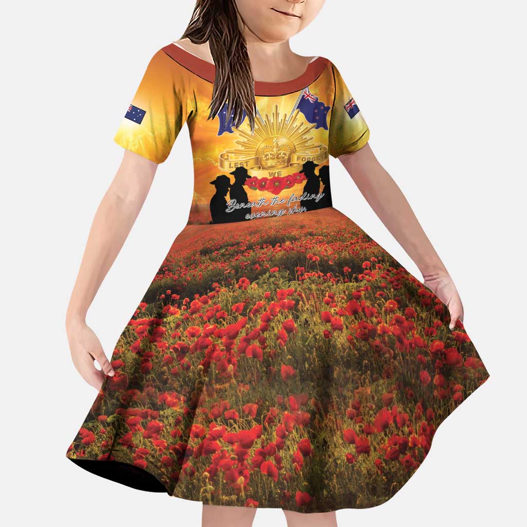ANZAC Day Family Matching Summer Maxi Dress and Hawaiian Shirt Remembrance Tribute Soldiers And Poppy Field