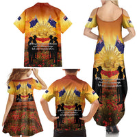 ANZAC Day Family Matching Summer Maxi Dress and Hawaiian Shirt Remembrance Tribute Soldiers And Poppy Field