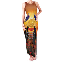ANZAC Day Family Matching Tank Maxi Dress and Hawaiian Shirt Remembrance Tribute Soldiers And Poppy Field