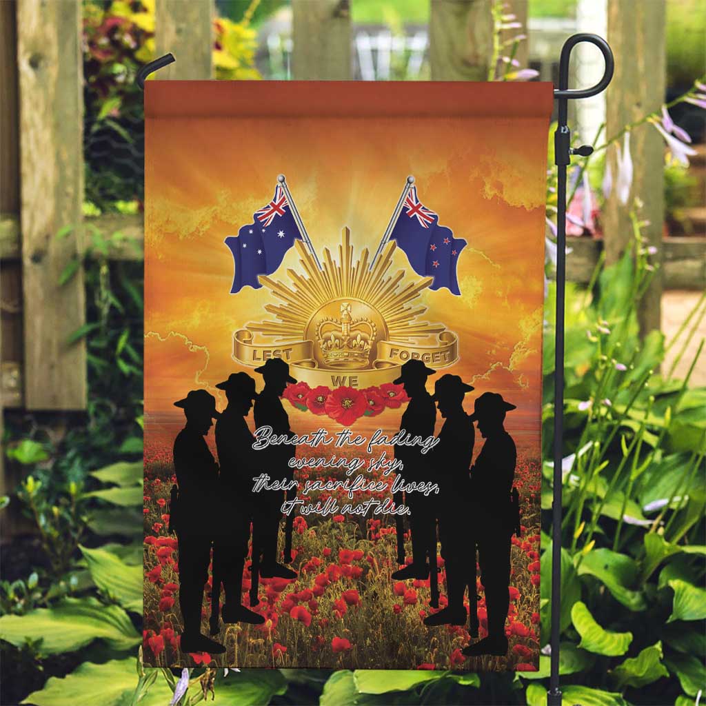 ANZAC Day Garden Flag Remembrance Tribute Soldiers And Poppy Field LT05 Garden Flag Orange - Polynesian Pride