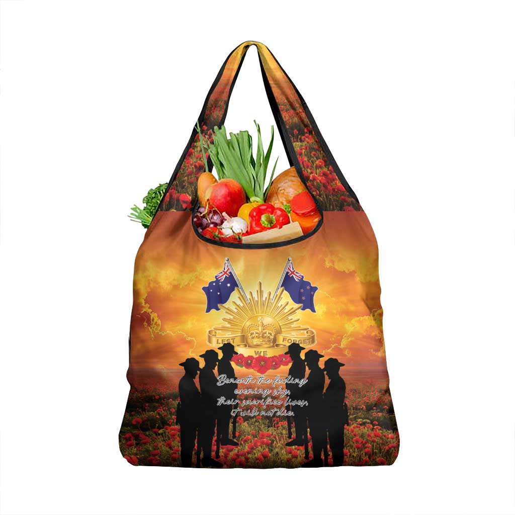 ANZAC Day Grocery Bag Remembrance Tribute Soldiers And Poppy Field