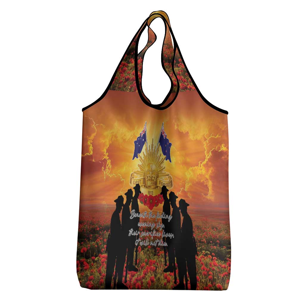 ANZAC Day Grocery Bag Remembrance Tribute Soldiers And Poppy Field