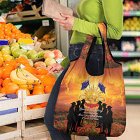 ANZAC Day Grocery Bag Remembrance Tribute Soldiers And Poppy Field