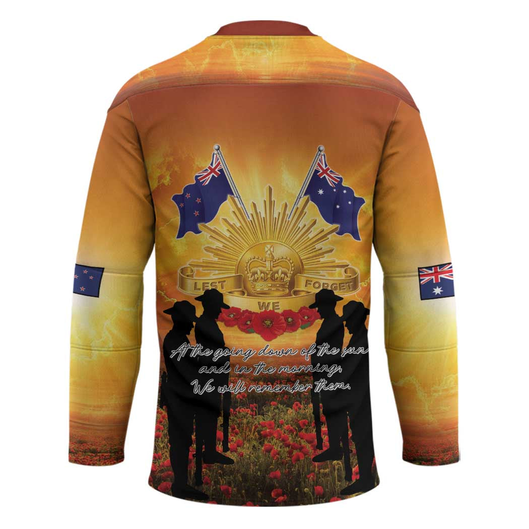ANZAC Day Hockey Jersey Remembrance Tribute Soldiers And Poppy Field LT05 - Polynesian Pride