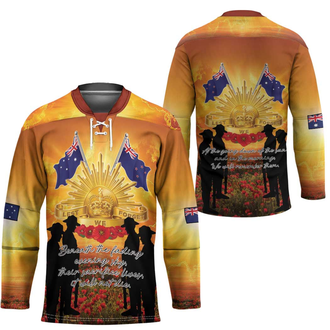 ANZAC Day Hockey Jersey Remembrance Tribute Soldiers And Poppy Field LT05 - Polynesian Pride