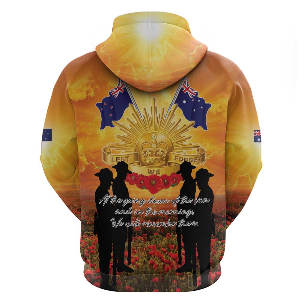 ANZAC Day Hoodie Remembrance Tribute Soldiers And Poppy Field LT05 - Polynesian Pride