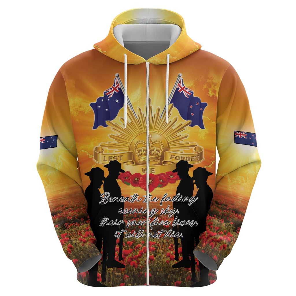 ANZAC Day Hoodie Remembrance Tribute Soldiers And Poppy Field LT05 - Polynesian Pride