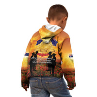 ANZAC Day Kid Hoodie Remembrance Tribute Soldiers And Poppy Field LT05 - Polynesian Pride