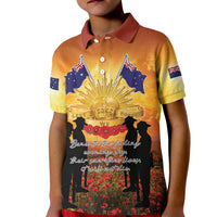 ANZAC Day Kid Polo Shirt Remembrance Tribute Soldiers And Poppy Field LT05 Kid Orange - Polynesian Pride