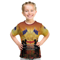 ANZAC Day Kid T Shirt Remembrance Tribute Soldiers And Poppy Field LT05 Orange - Polynesian Pride