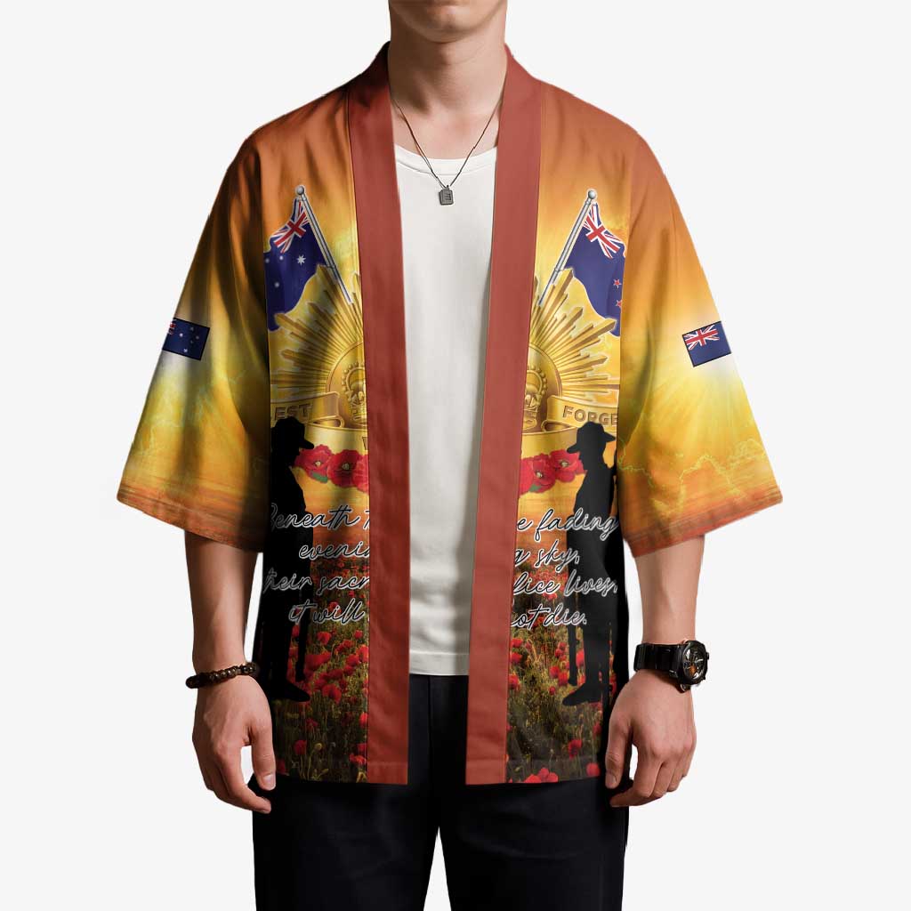 ANZAC Day Kimono Remembrance Tribute Soldiers And Poppy Field LT05 - Polynesian Pride