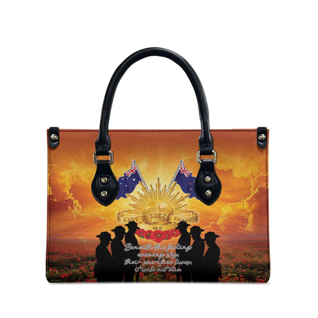 ANZAC Day Leather Bag Remembrance Tribute Soldiers And Poppy Field LT05 - Polynesian Pride